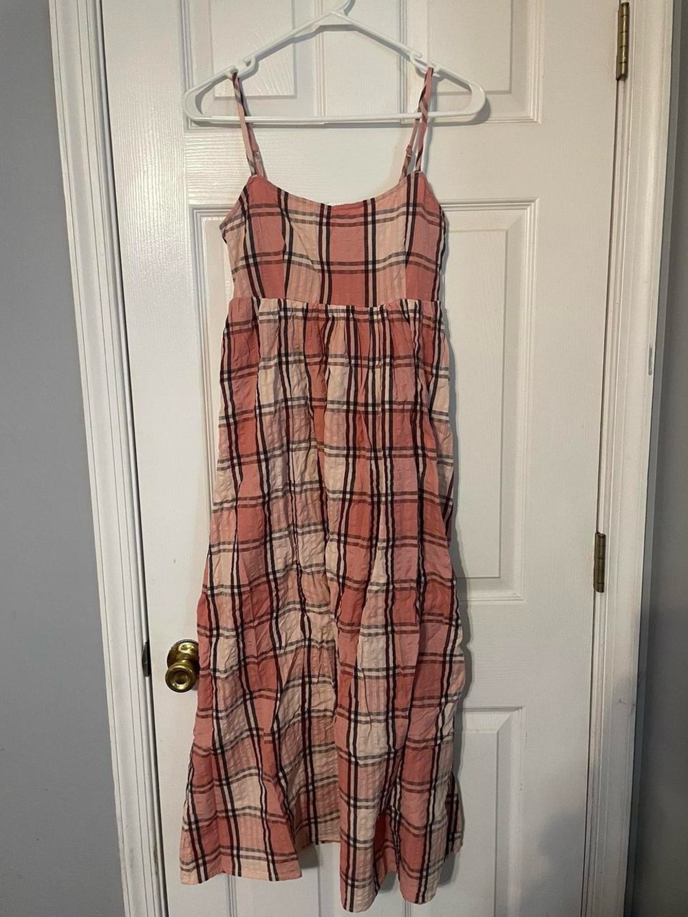 Billabong Pink and Cream Plaid Midi Dress